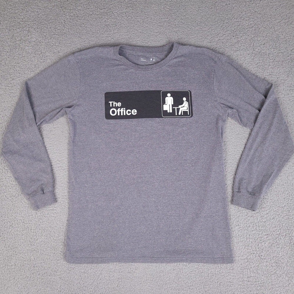The Office T-Shirt Mens Large Gray Long Sleeve Dwight‎ Michael Graphic Tee